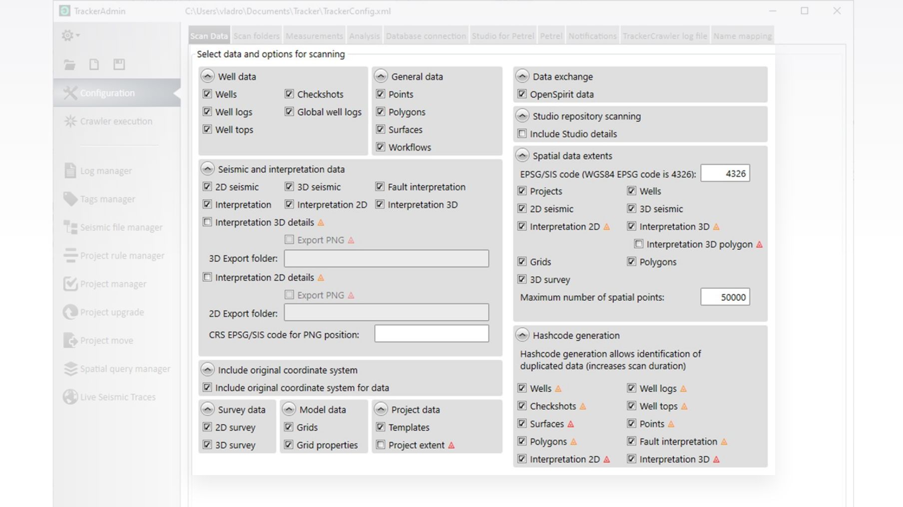 Blueback_project_tracker_Tracker_admin_configuration